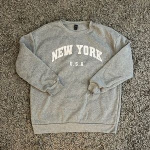 Gray New York USA Shein Crewneck